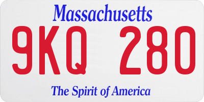 MA license plate 9KQ280
