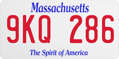 MA license plate 9KQ286