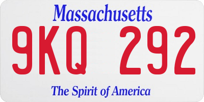 MA license plate 9KQ292