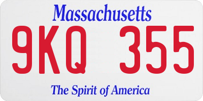 MA license plate 9KQ355