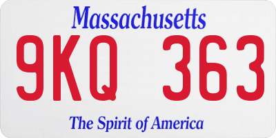 MA license plate 9KQ363