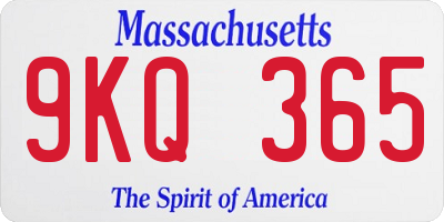 MA license plate 9KQ365
