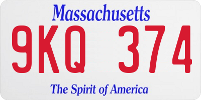 MA license plate 9KQ374
