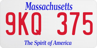MA license plate 9KQ375