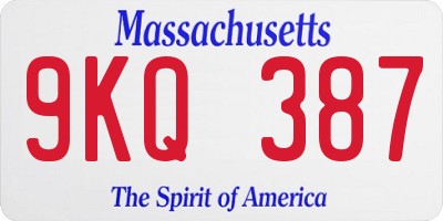 MA license plate 9KQ387