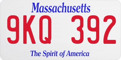 MA license plate 9KQ392