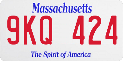 MA license plate 9KQ424