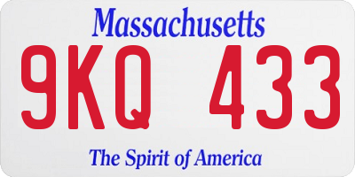 MA license plate 9KQ433