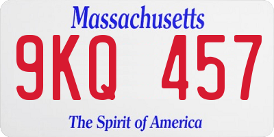 MA license plate 9KQ457