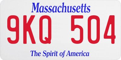 MA license plate 9KQ504