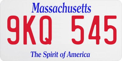 MA license plate 9KQ545