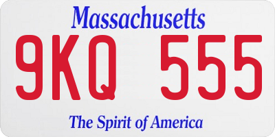 MA license plate 9KQ555