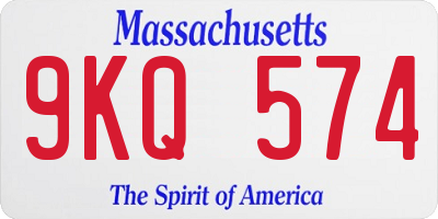 MA license plate 9KQ574