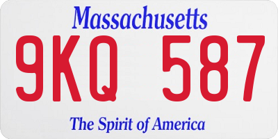 MA license plate 9KQ587