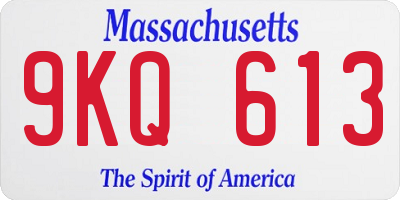MA license plate 9KQ613