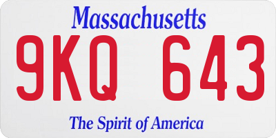 MA license plate 9KQ643