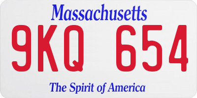 MA license plate 9KQ654