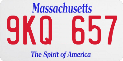 MA license plate 9KQ657