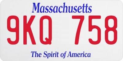 MA license plate 9KQ758