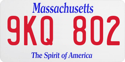MA license plate 9KQ802