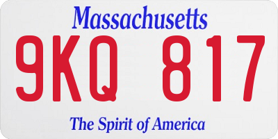 MA license plate 9KQ817
