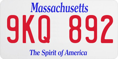 MA license plate 9KQ892
