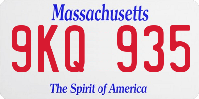 MA license plate 9KQ935