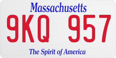 MA license plate 9KQ957