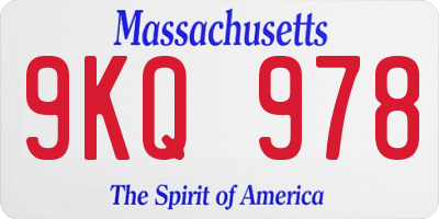 MA license plate 9KQ978