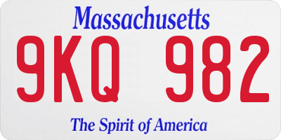 MA license plate 9KQ982