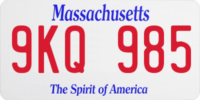 MA license plate 9KQ985