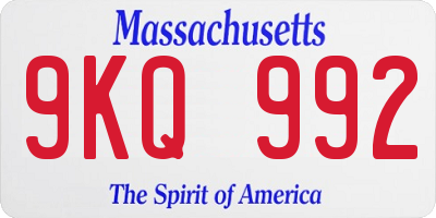 MA license plate 9KQ992