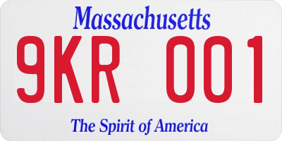 MA license plate 9KR001
