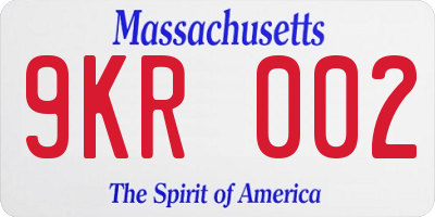 MA license plate 9KR002