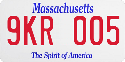 MA license plate 9KR005