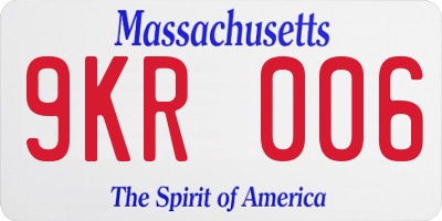 MA license plate 9KR006