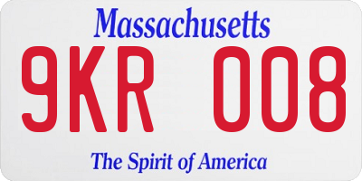 MA license plate 9KR008