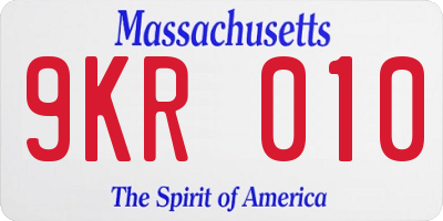 MA license plate 9KR010