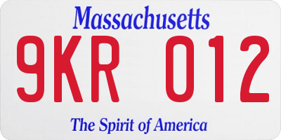 MA license plate 9KR012