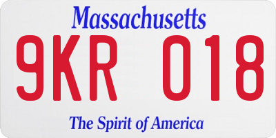 MA license plate 9KR018