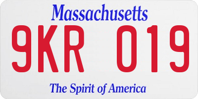 MA license plate 9KR019