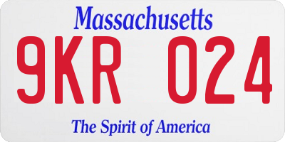 MA license plate 9KR024