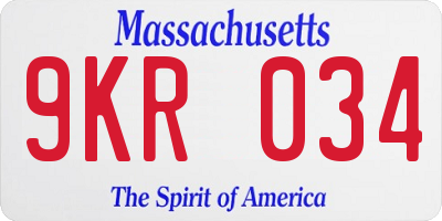 MA license plate 9KR034
