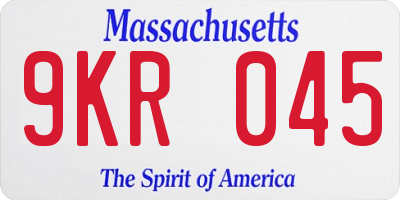 MA license plate 9KR045