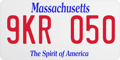 MA license plate 9KR050