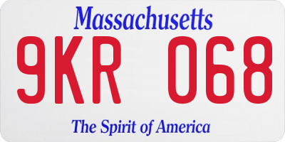 MA license plate 9KR068