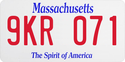 MA license plate 9KR071