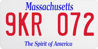 MA license plate 9KR072