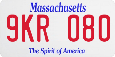 MA license plate 9KR080