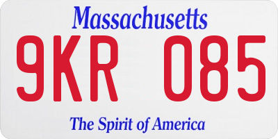 MA license plate 9KR085